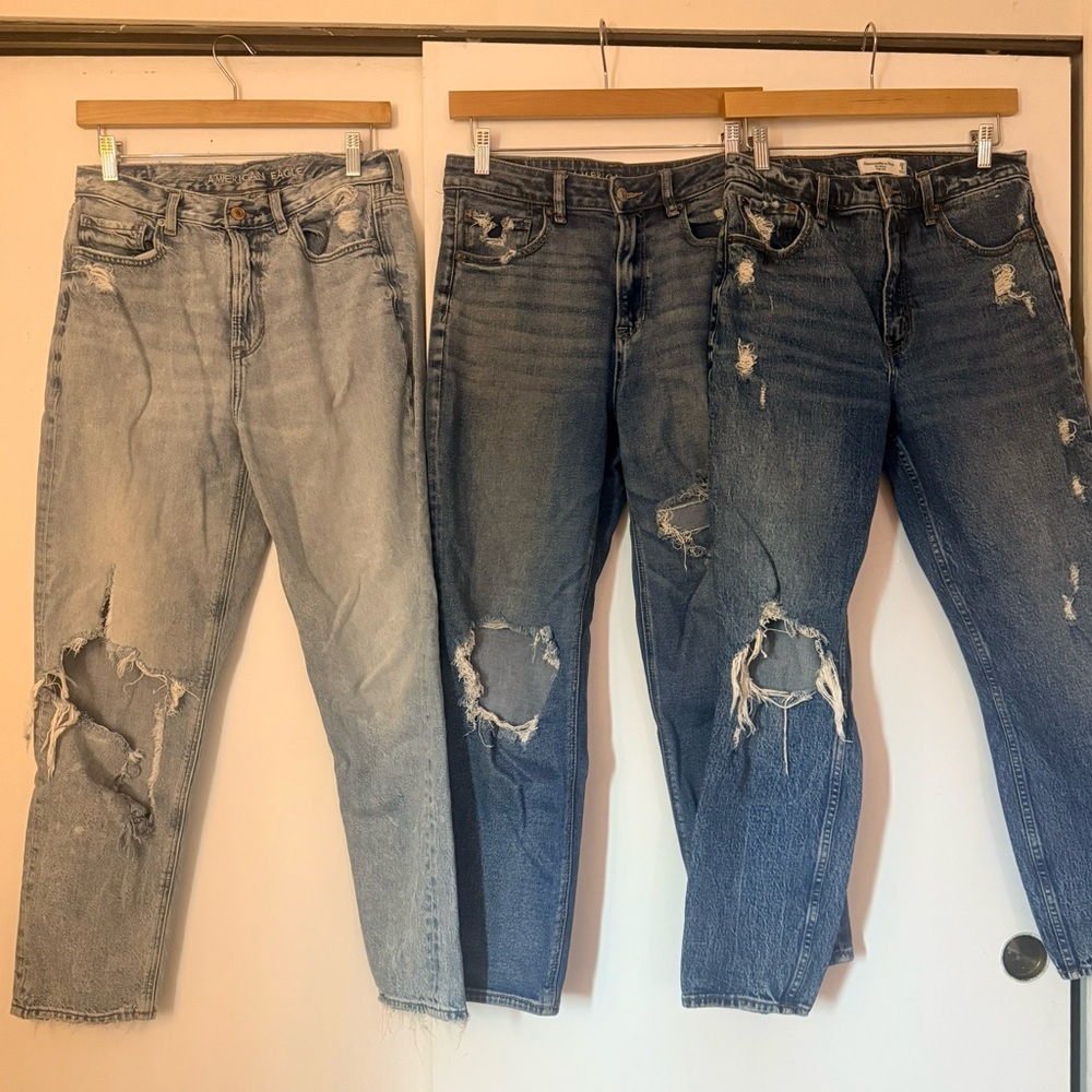 SET! American Eagle & Abercrombie Fitch Jeans Pants Women's Relaxed Size 8 - Picture 4 of 12